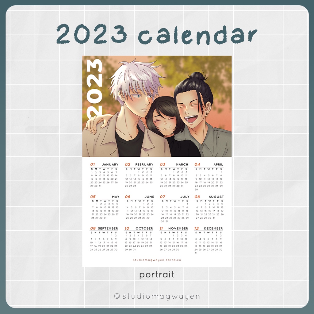 A4size Fanmade Anime Calendars Jujutsu Kaisen Chainsaw Man Spy