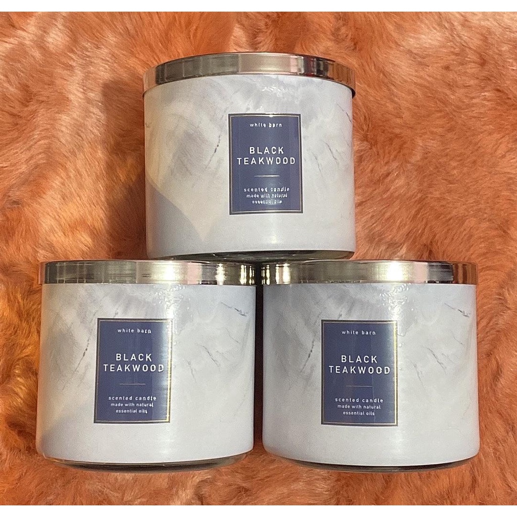 Bath & Body Works 3 Wick Scented Candle Black Teakwood Shopee