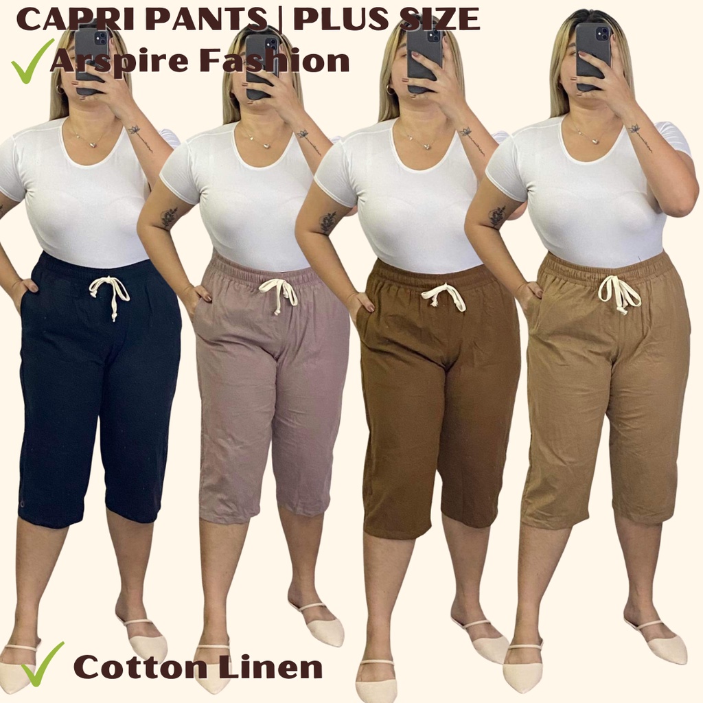 raileystore - PLUS SIZE, EXTRA SIZE CAPRI PANTS, XL - 2XL, Waist 26 -  38 max 40, COTTON LINEN