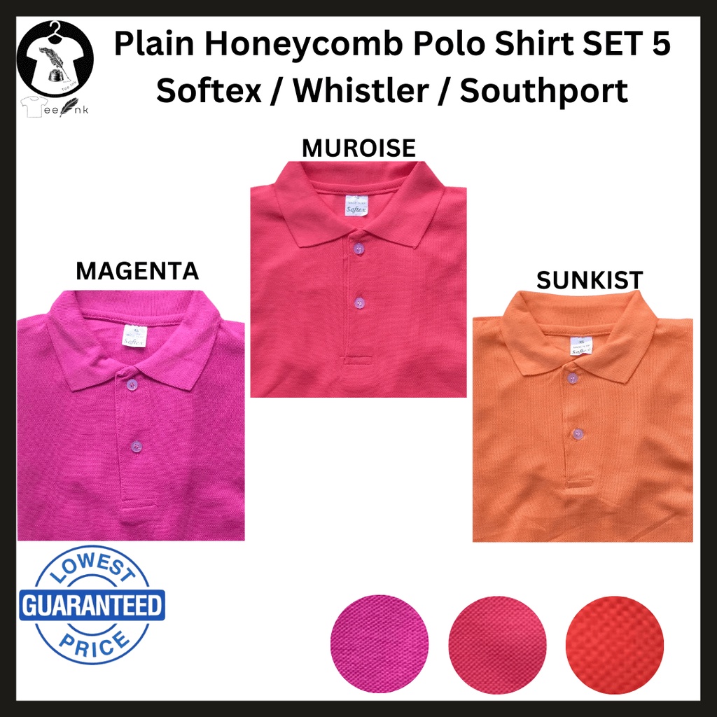 Softex Southport Polo Shirt Unisex Honeycomb Fabric Magenta