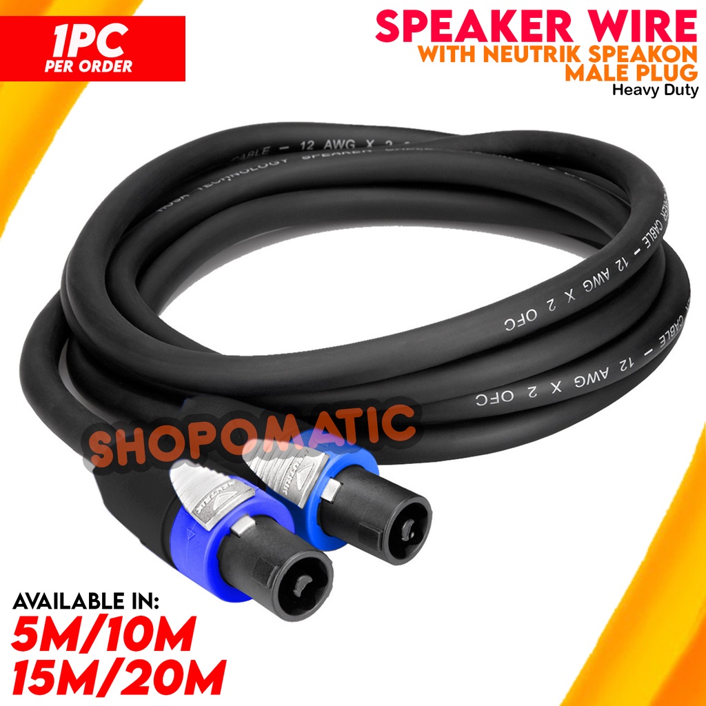 Câble Audio Speakon Vers Jack 6,35 Mm Mono - 3 M, 18 AWG, Pour Ampli, Guitare, Enceintes