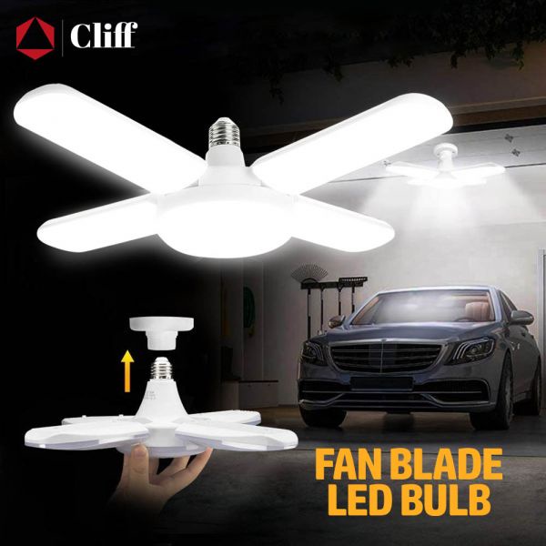 FAN BLADE CEILING LED BULB LIGHT FOLDABLE E27 BASE INDOOR LIGHT SUPER ...