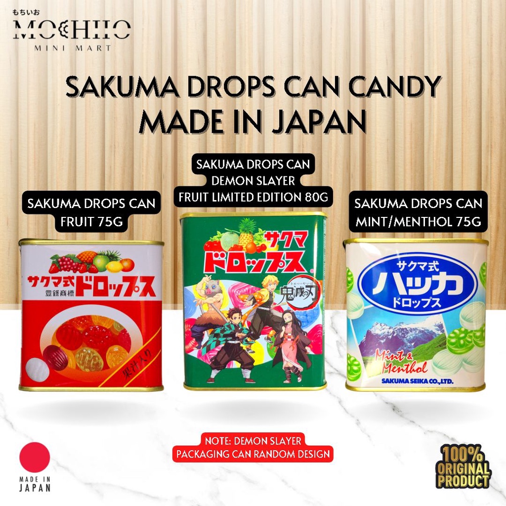 Sakuma Drops (Demon Slayer, Fruit, Mint) Can 75g/80g Japan Shopee