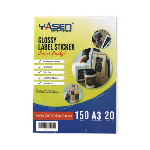 A3 Yasen Glossy Label Sticker Glossy/Matte 150gsm Printable 20sheets ...