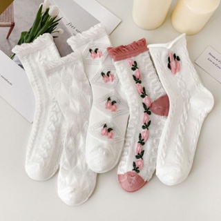 Women Socks Flowers Dress Socks Girls Famale Cute Socks Harajuku Japanese  Casual Socks for Women