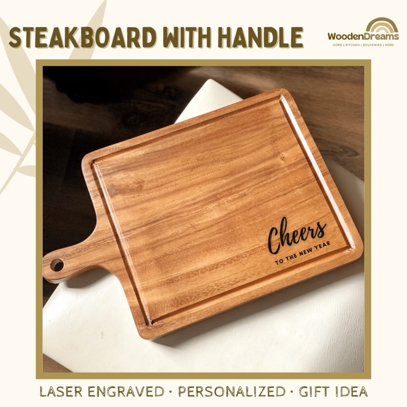 Personalized Acacia Steakboard WITH HANDLE Cheeseboard Chopping
