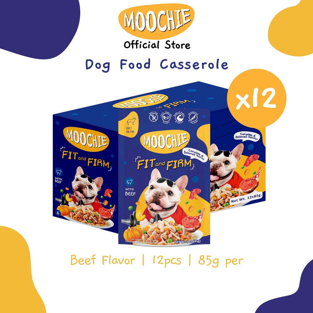 Moochie Value Box Wet Dog Food Casserole Fit And Firm Beef Flavor 85g ...