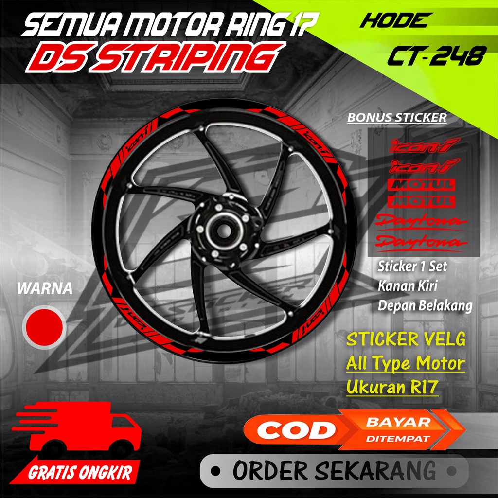 Ct-248 Cutting Sticker Motorcycle Rim RIng 17 rim Sticker R17 | Shopee ...