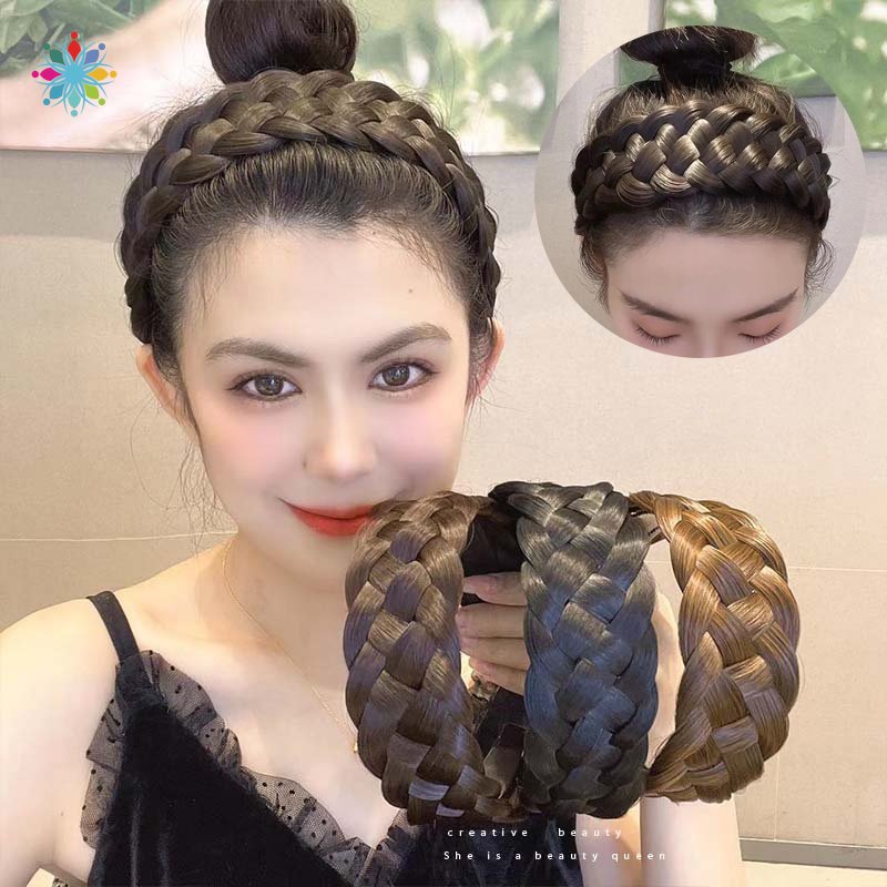 New Wide-brimmed Wig Braid Headband Fishbone Braid Widened Wig Headband ...