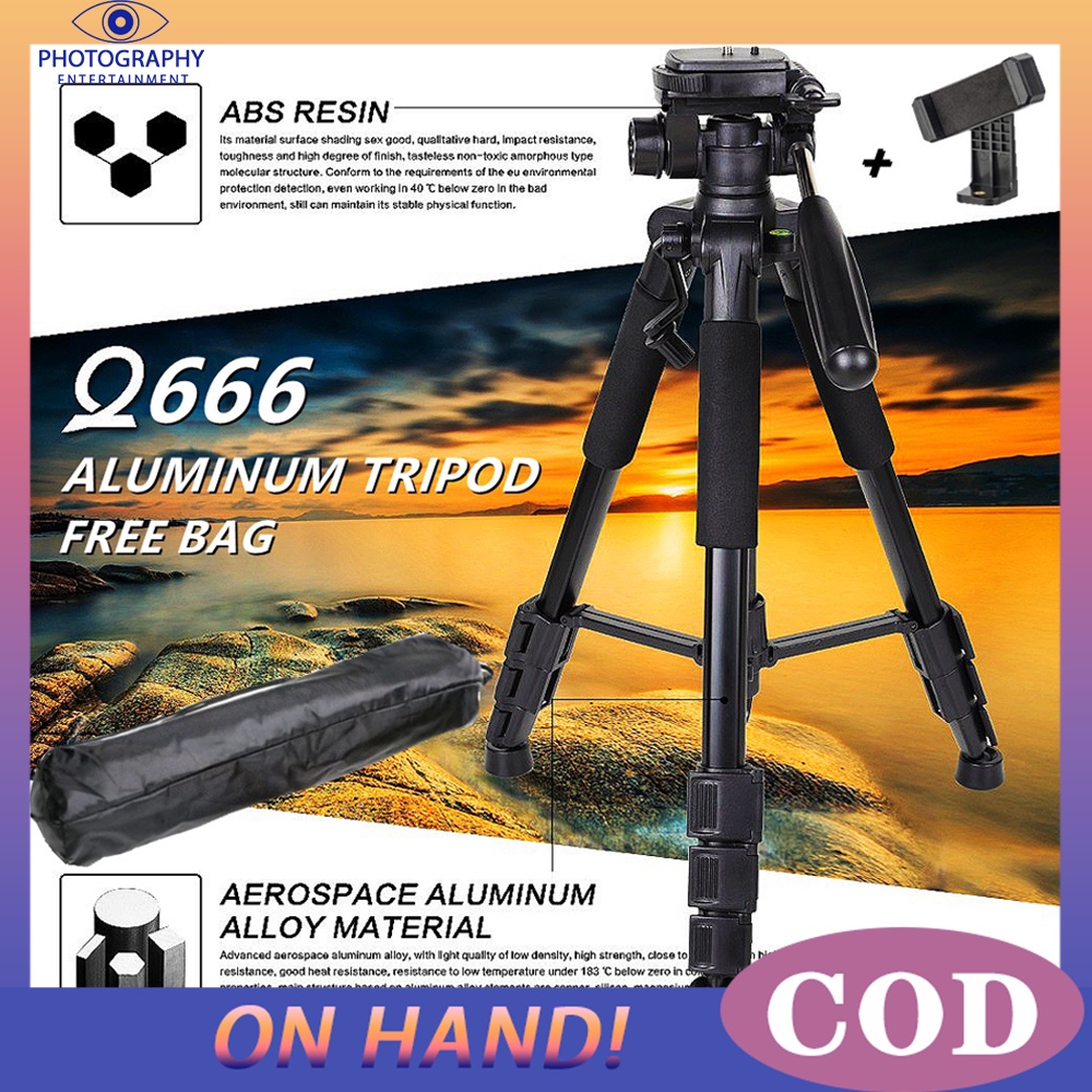 ST666 Portable Aluminum Dslr Tripod Camera Stand Cellphone Tripod