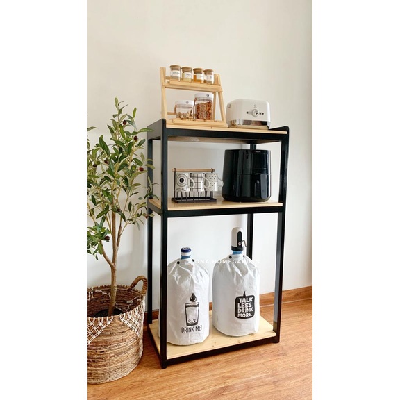 KAYU Kitchen Shelf 2tier Wooden Shelf Minimalist KITCHEN Countertop Shelf Multipurpose Stacking