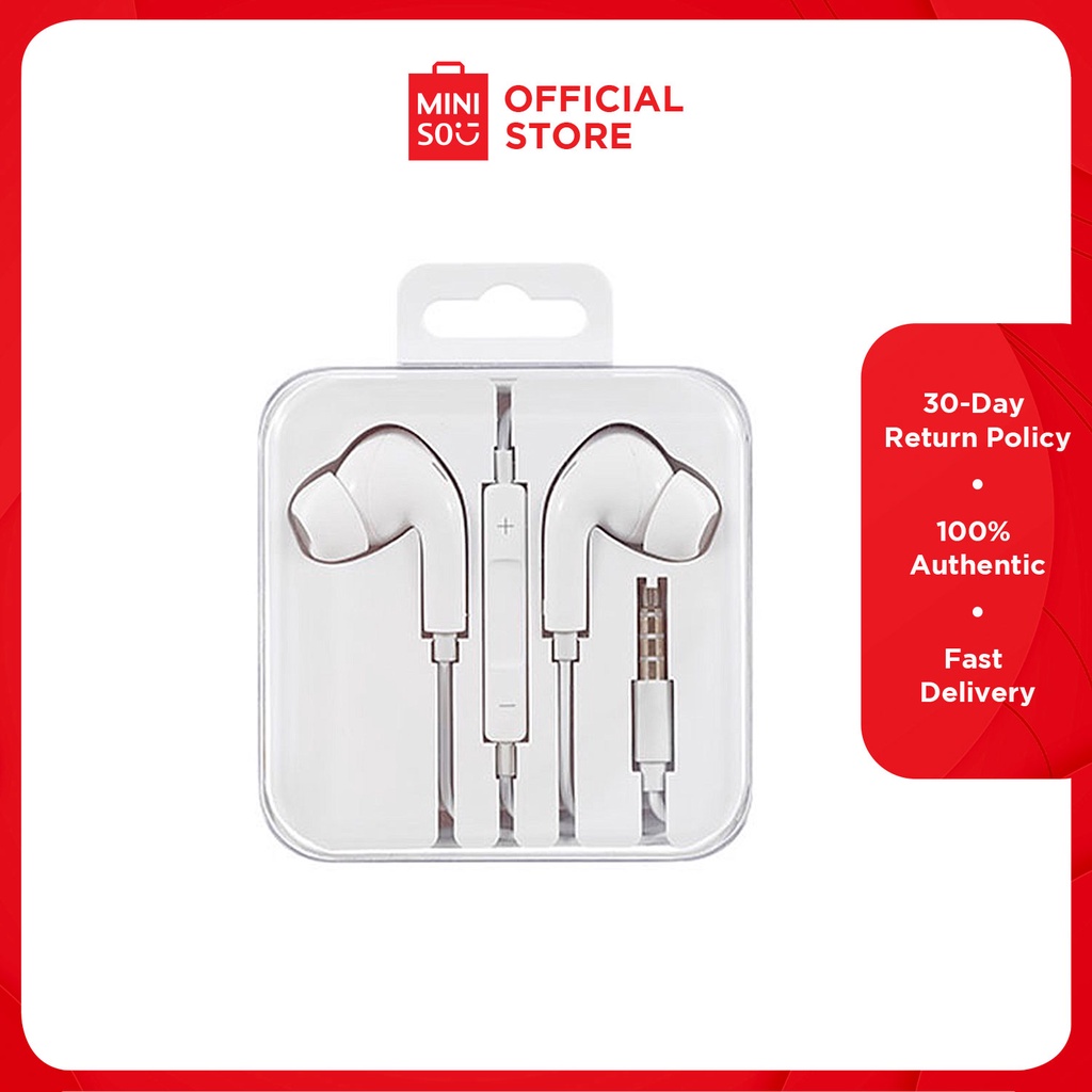 MINISO InEar Earphones with 3 5mm Plug Model HF248 White Shopee