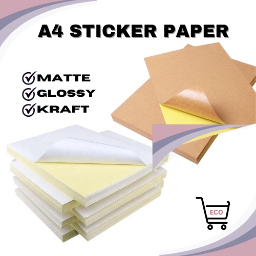 Printable Sticker Paper Glossy Matte kraft Inkjet A4 Size Shopee