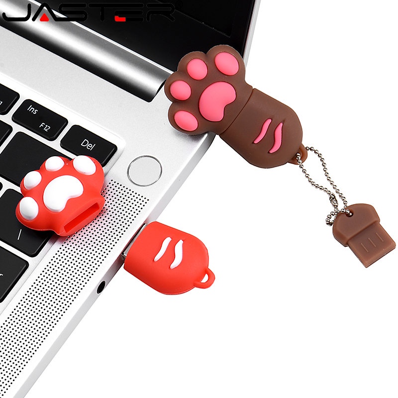 JASTER Cartoon Cat-pad USB Flash Drives 128GB Free Chain Gift USB 2.0 ...