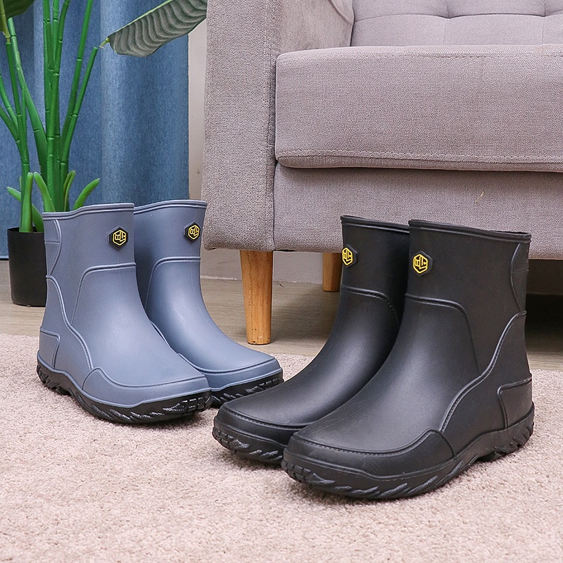 Men's Mid-Calf Rubber Fashion Rain Boots with Fleece Lining main image 0