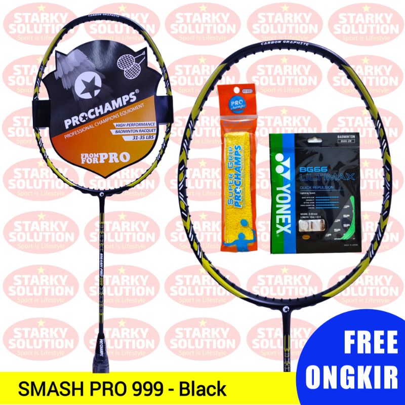PROCHAMPS SMASH PRO 999 Original Badminton Racket - Black | Shopee ...