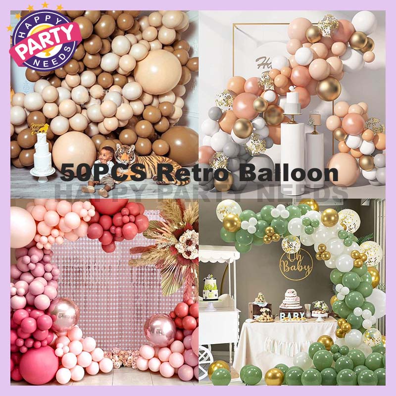 5/10/12Inch 50PCS Retro Balloons Autumn Vintage Dusty Pink Olive Green ...