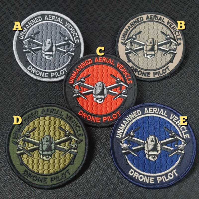 thumbnail image 2 of Drone Pilot Embroidered Morale Patch – Silver Border, Hook And Loop Tactical Badge 2 of 6