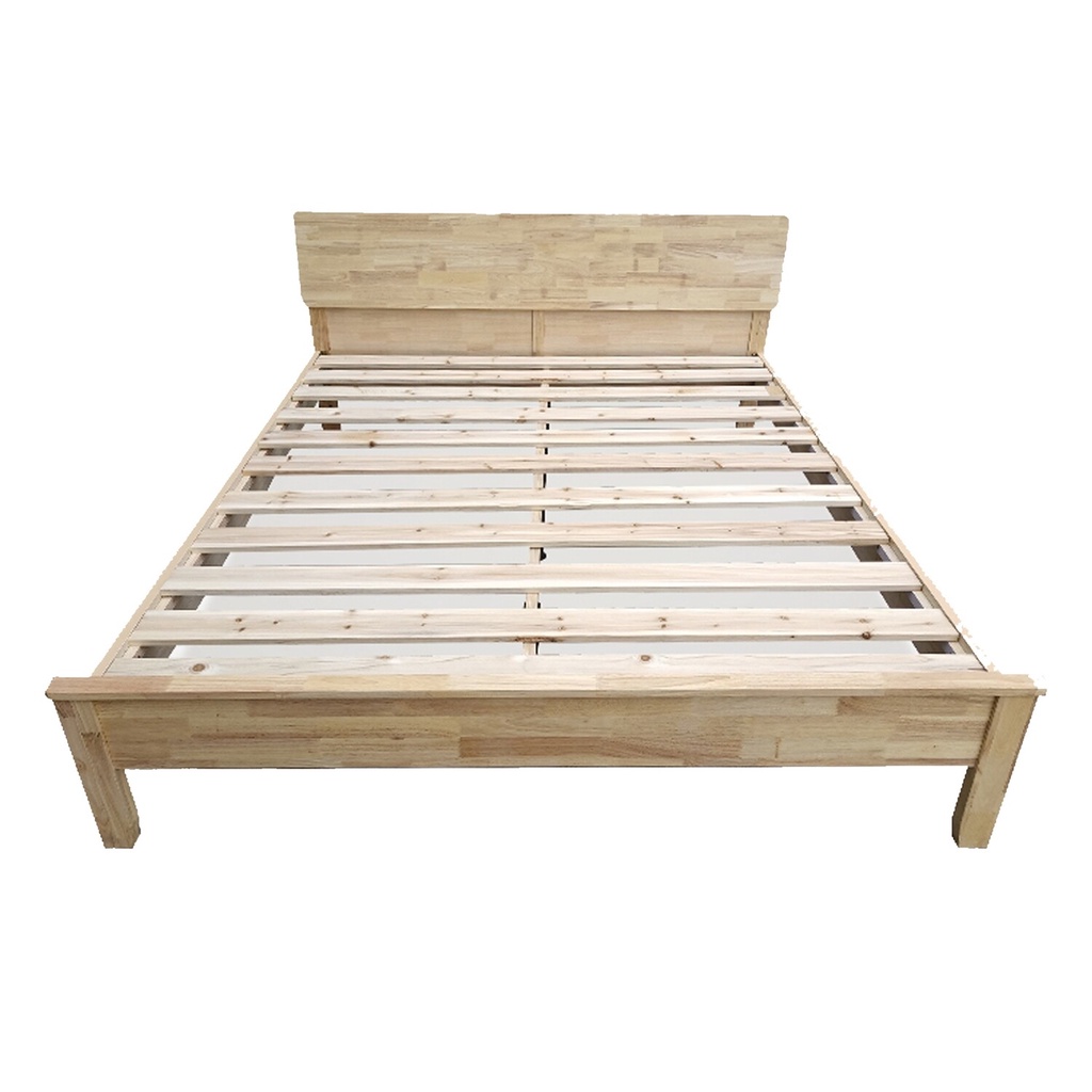 Flotti Zamir Solid Thailand Rubberwood Bed Frame (Side Drawers Are Not