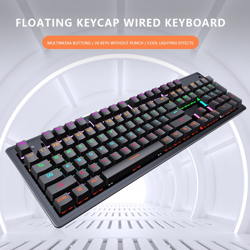 K880 104 key wired USB standard mechanical keyboard gaming RGB backlit ...