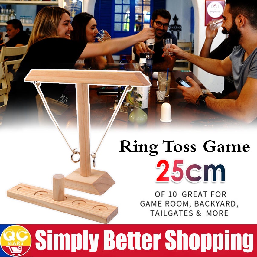2 People Ring Toss Game Interactive Play Toys Drinking Game Wooden Hook