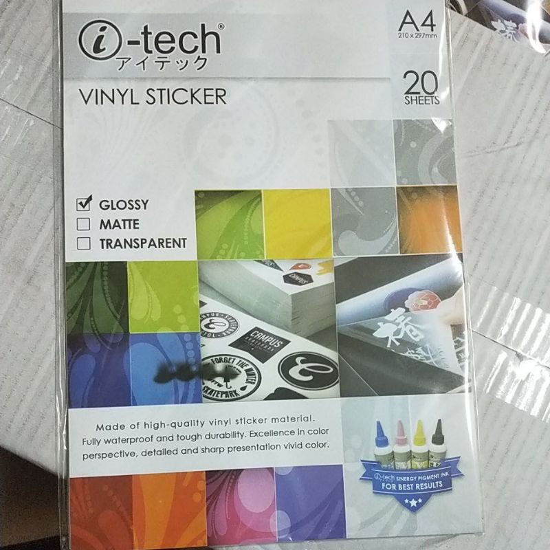 I-TECH VINYL STICKER WATERPROOF A4SIZE (20sheets) | Shopee Philippines