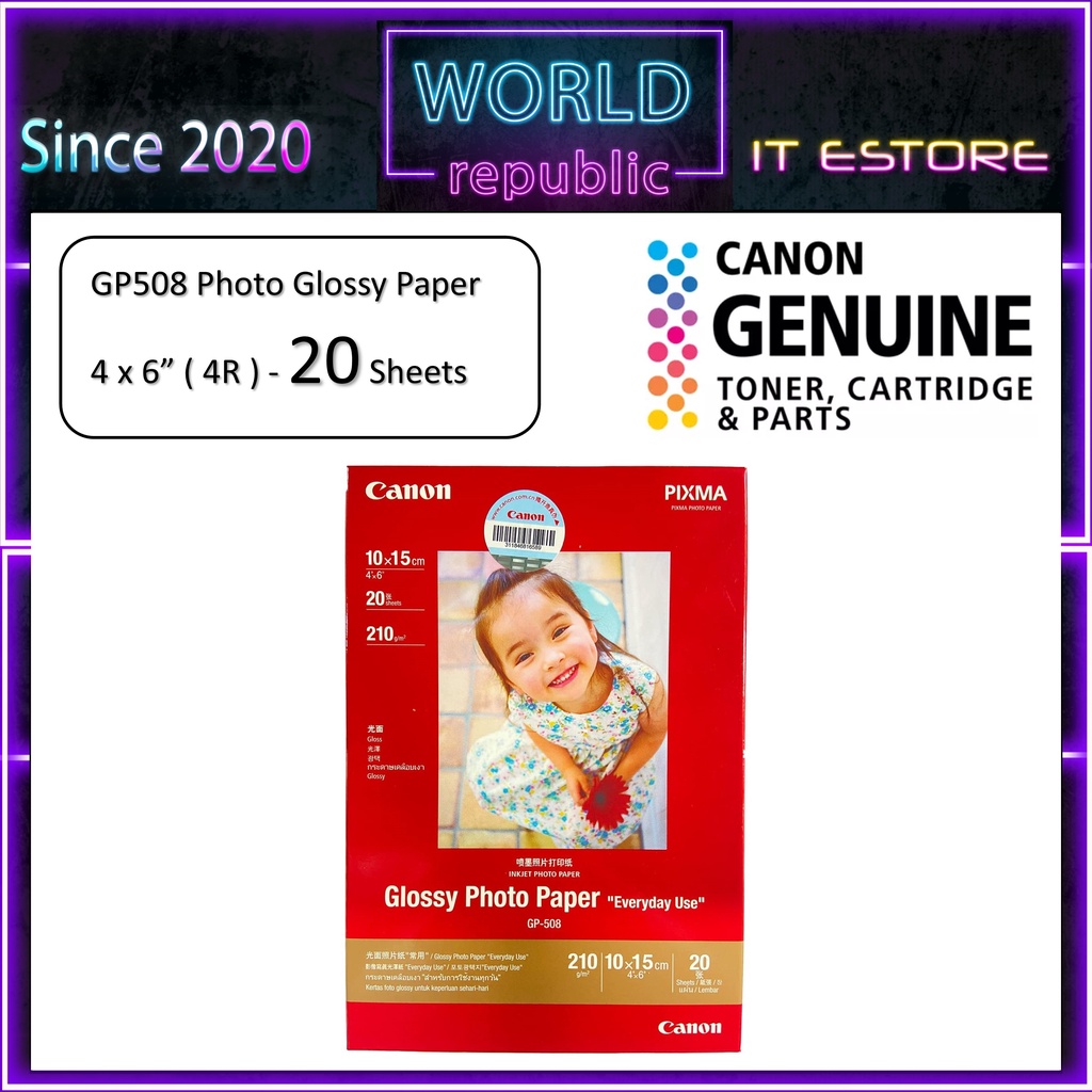 Canon GP508 GP508 Everyday Use Glossy Photo Paper 20 Sheets ( 4R