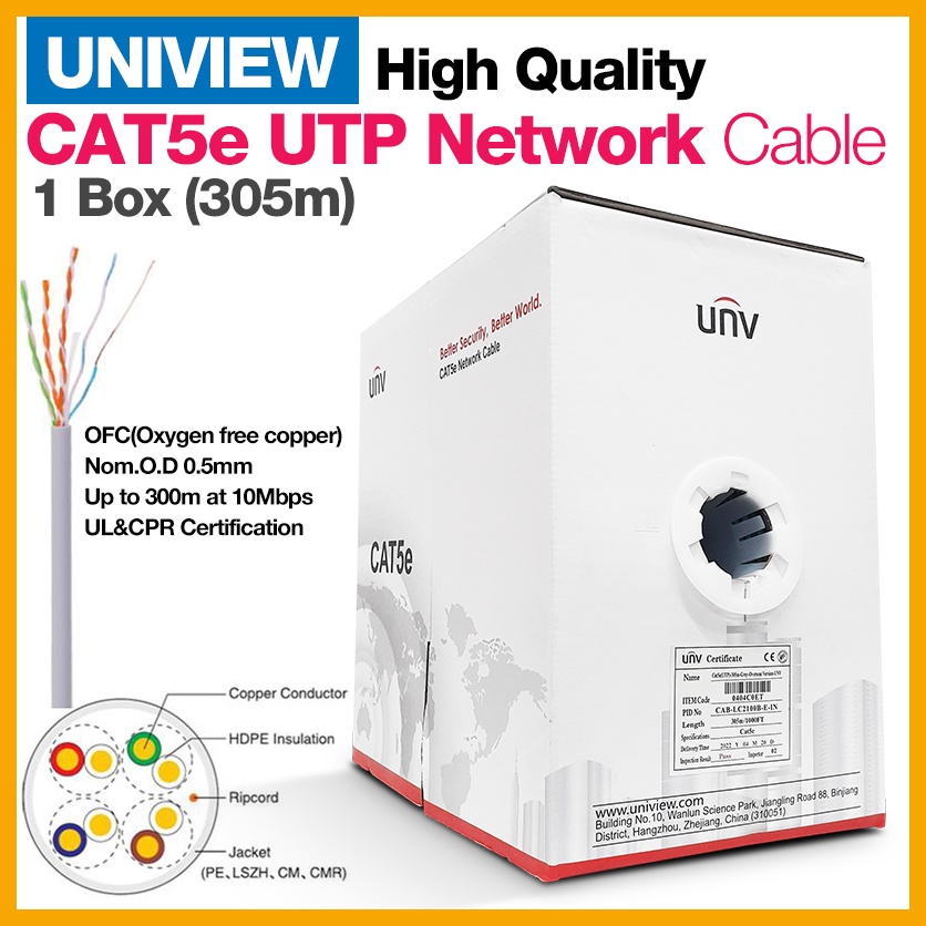 UNIVIEW HIGH QUALITY Cat5e UTP Cable 305m IP CCTV / Lan Cable etc