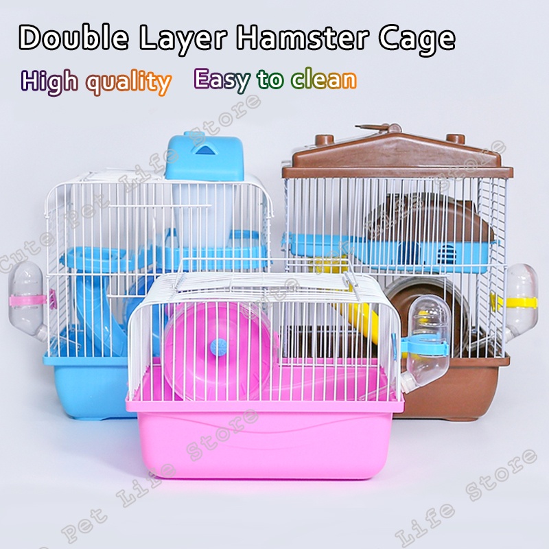 Picture of Acrylic Hamsters Cage with Running Wheel Water Bottle Food Basin 2 ...