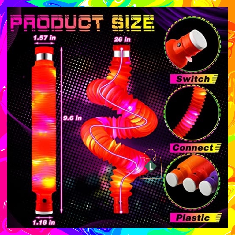 12 Pop Tubes LED allument le jouet sensoriel anti-stress qui brille dans le noir
