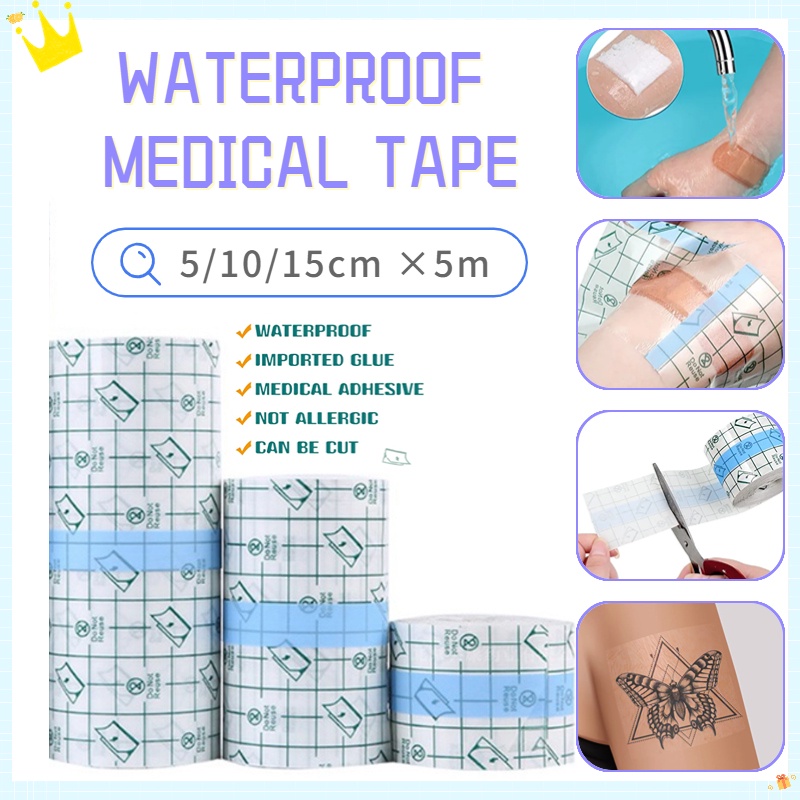 5M Waterproof Medical Tape Antiallergic PU Film Gauze Pad Transparent