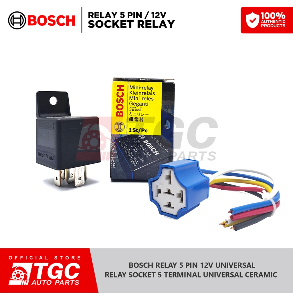 (BOSCH RELAY 12V 5PIN) (SOCKET RELAY 5 PIN TERMINAL) 1PC CHOOSE WHAT