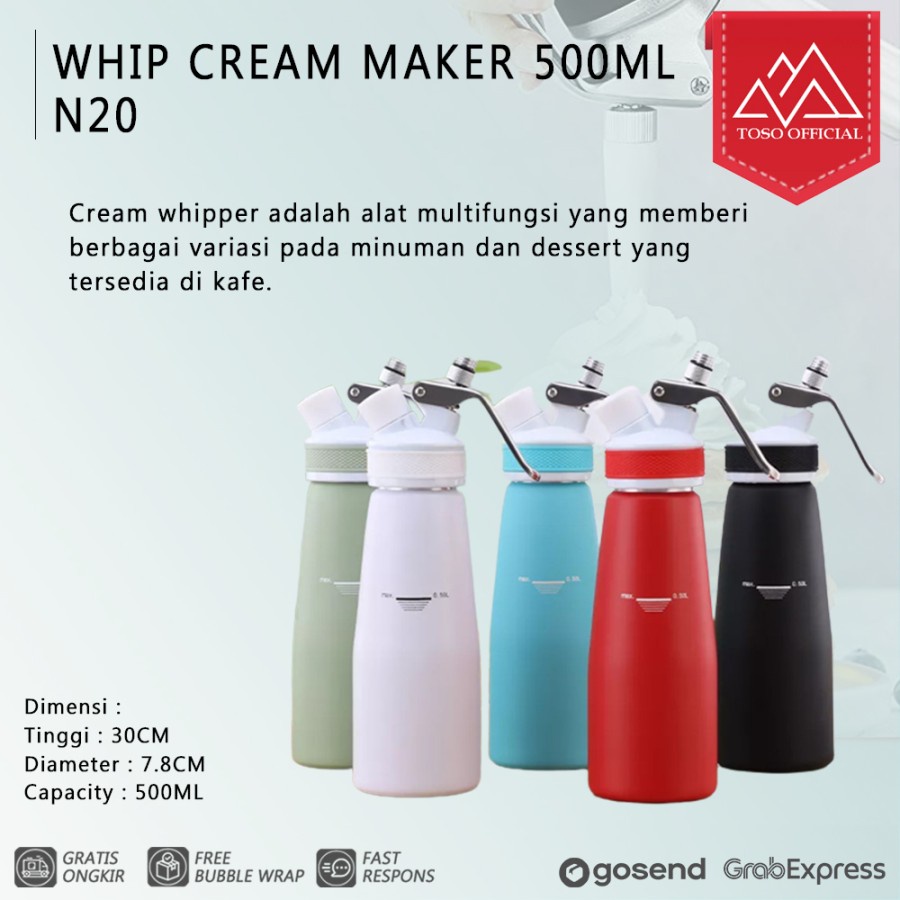 Whip CREAM DISPENSER WHIPPED CREAM WHIPPING N20 WHIP CREAM MAKER 500ML