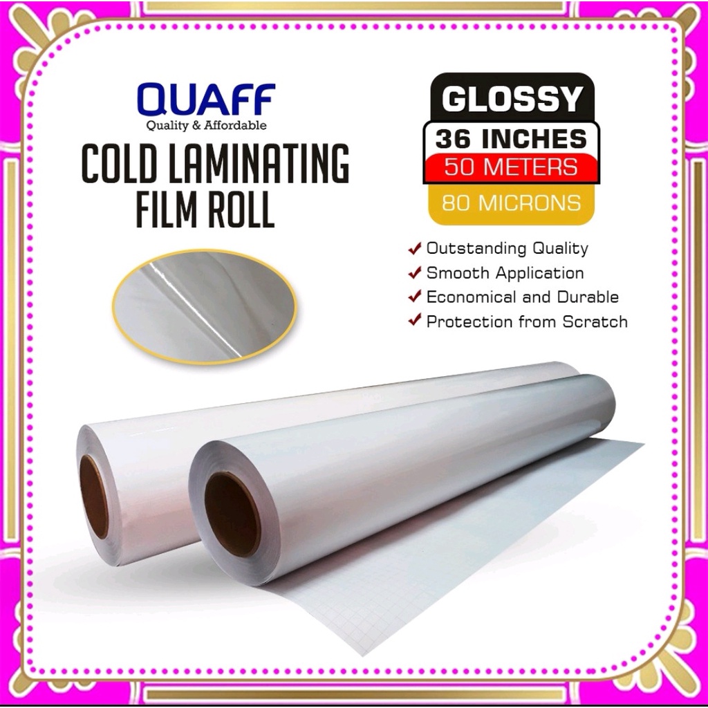 QUAFF Cold Laminating Film Roll 50 meters (36 inches glossy) Shopee