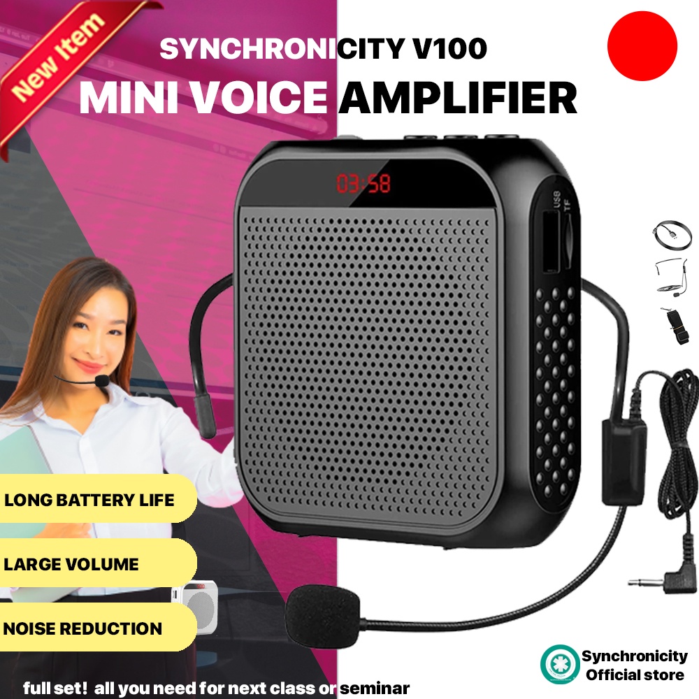 Portable Voice Amplifier with Wired Microphone Headset for Teacher  Rechargeable Synchronicity V100