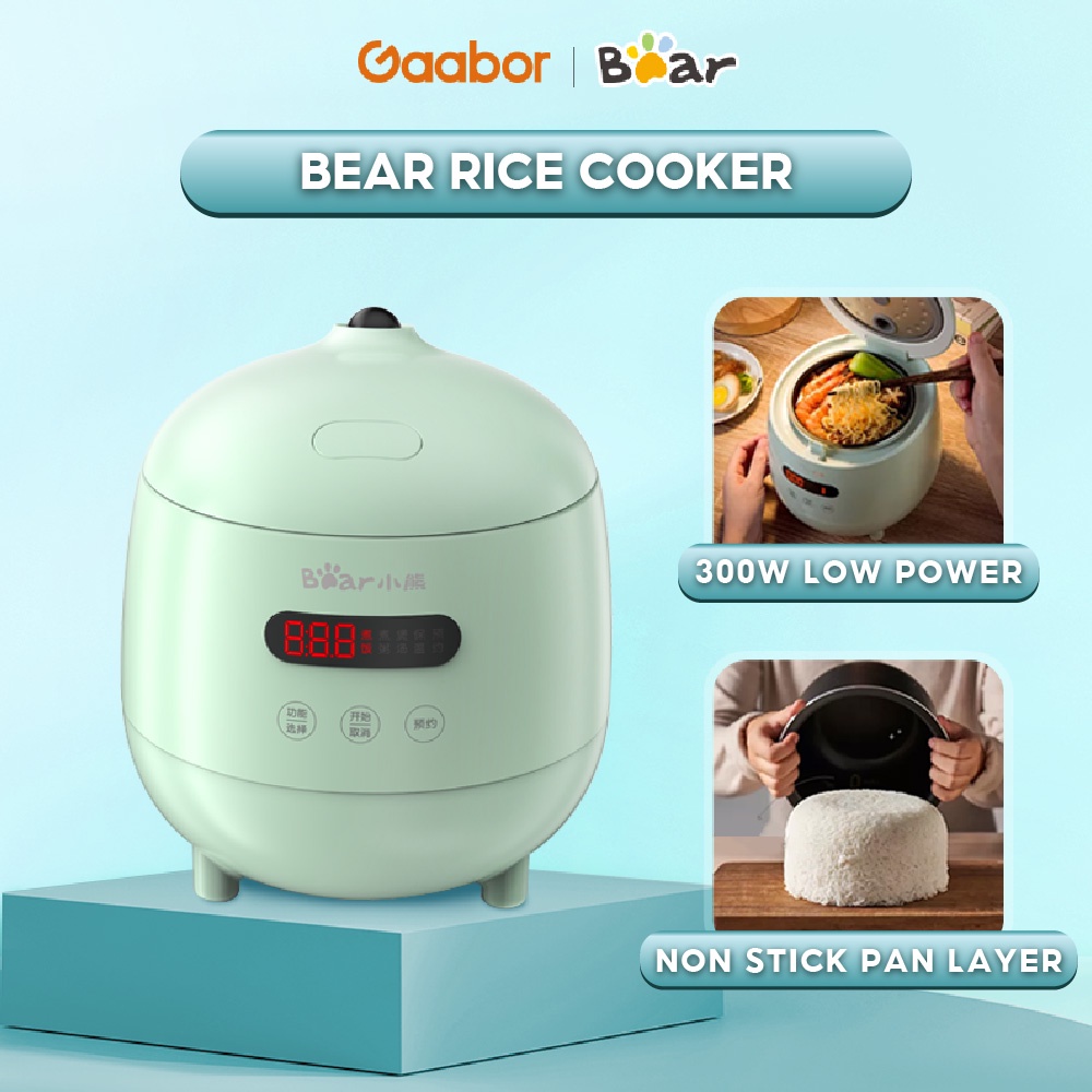 Gaabor X Bear Rice Cooker Portable NonStick Multifunctional 3 Preset