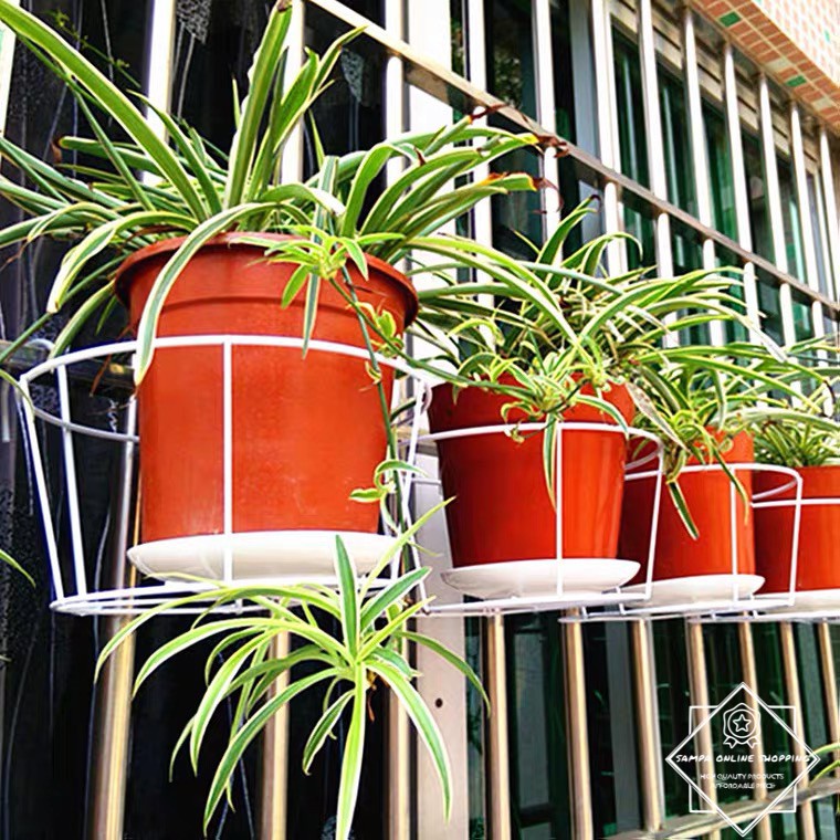Pot Holder Railing Fence Pot Rack Versatile Balcony Hanging Plant Iron ...