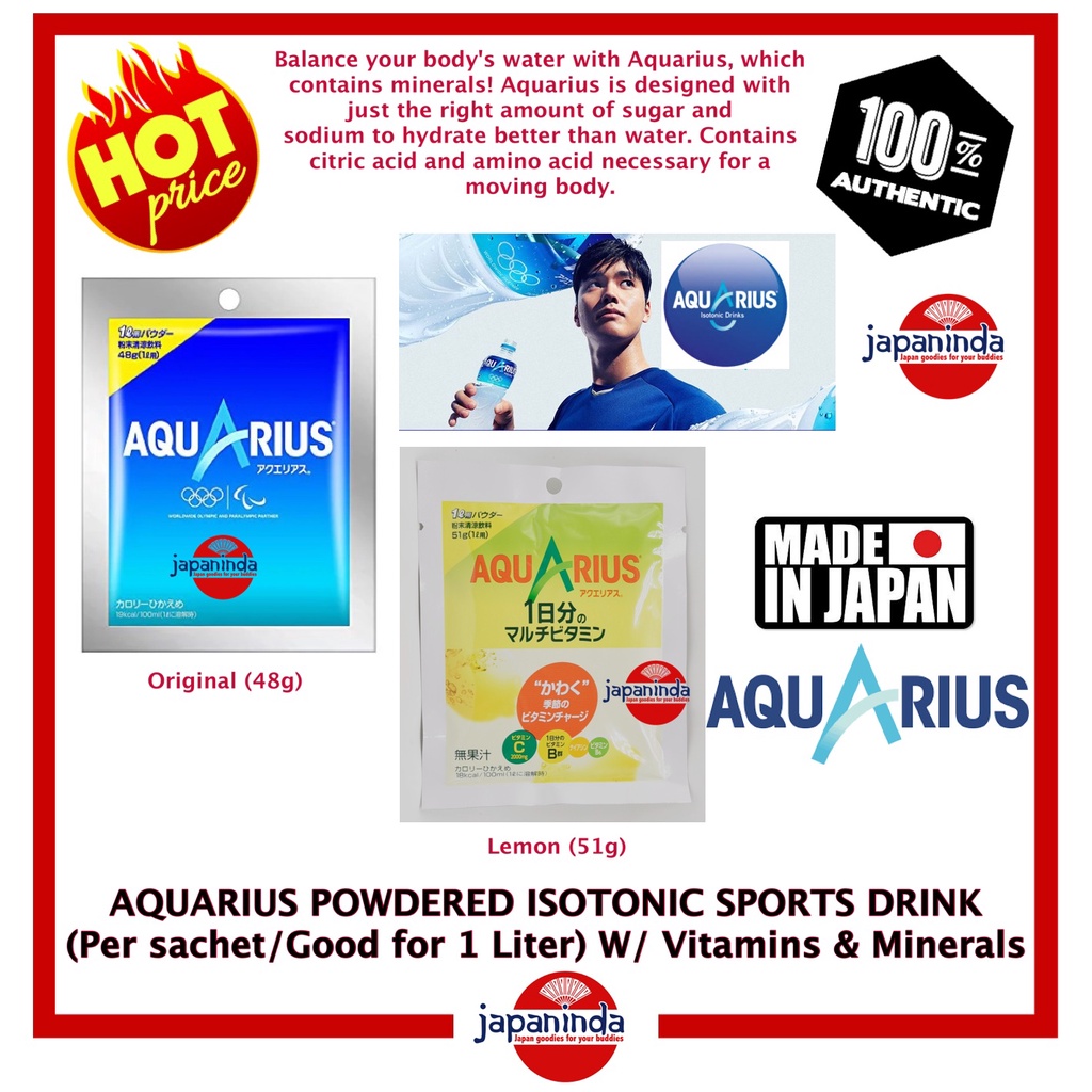 AQUARIUS POWDERED ISOTONIC SPORTS DRINK (Per sachet/Good for 1Liter