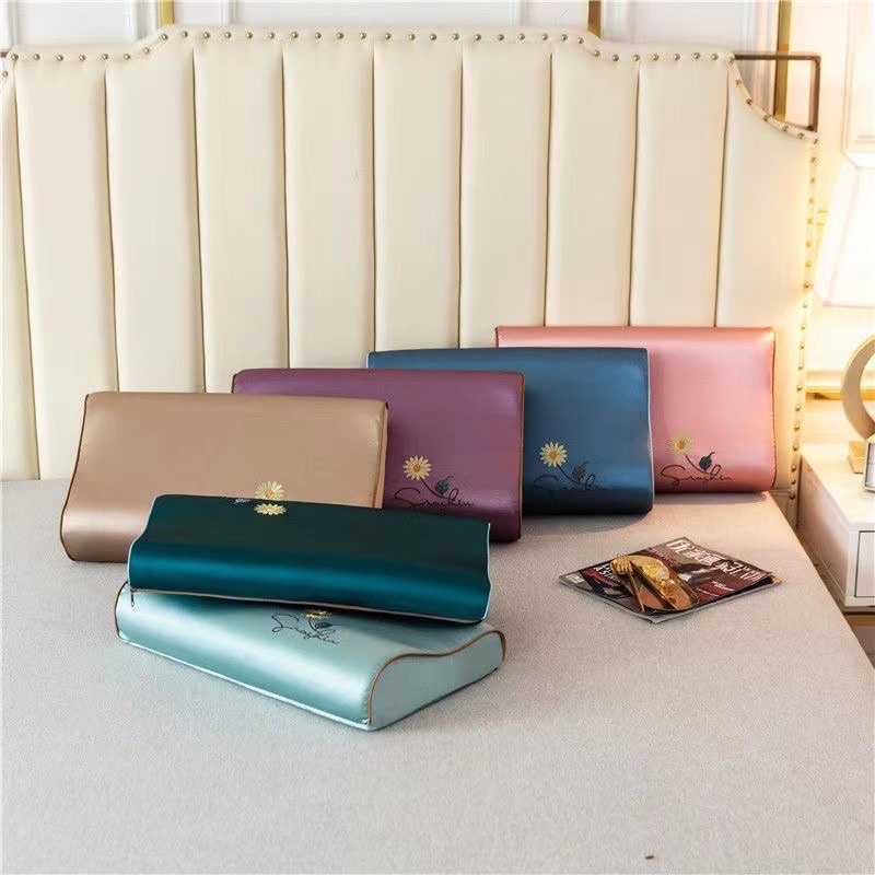 MEMORY FOAM SILK pillowcase 50x30cm Printed Latex Pillow case Shopee