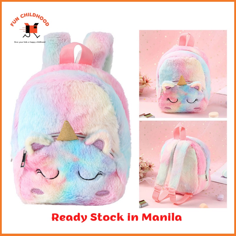 Cute Unicorn Backpack Plush Unicorn Shoulder Bag Colorful Fluffy