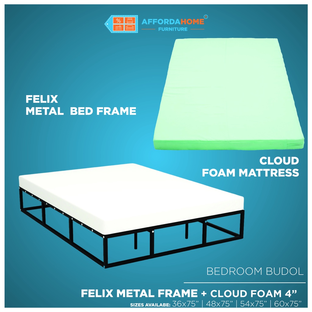 Bundle Affordahome Furniture Felix Bed Frame + 4" Cloud Foam Mattress