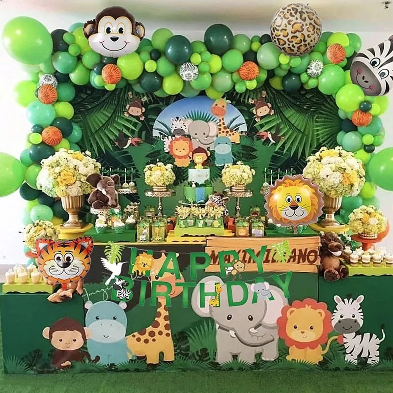 109pcs Jungle Safari Theme Party Balloon Garland Kit Balloon Chain Arch