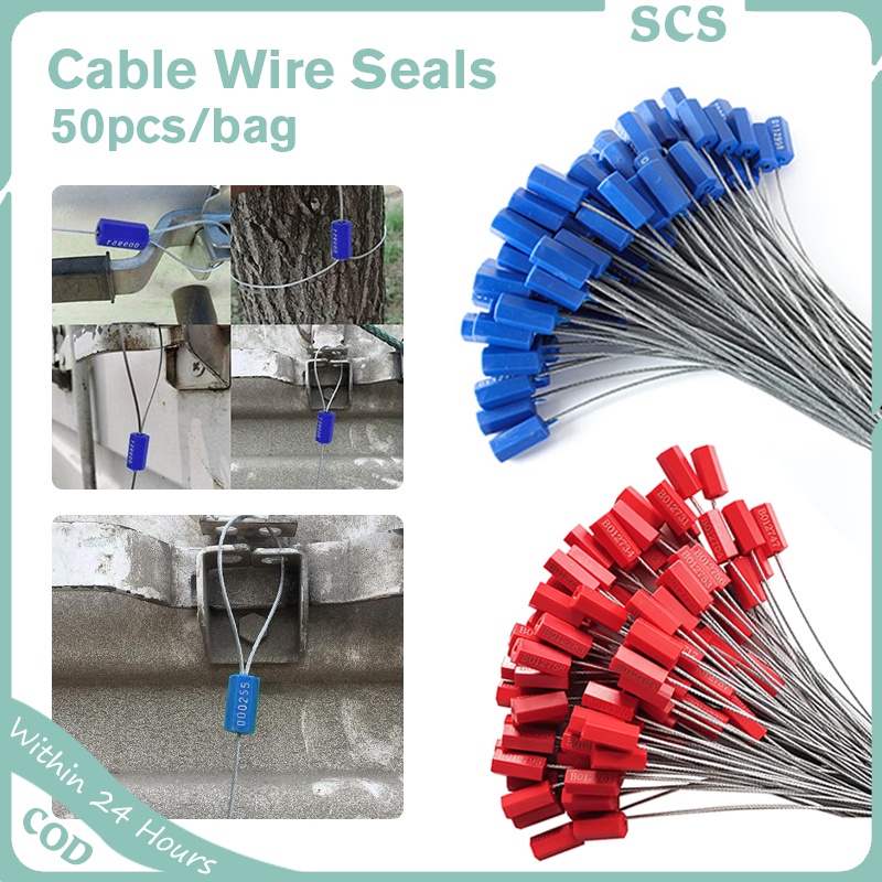 50pcs Disposable Steel Security Cable Wire Seals Numbered AntiTamper