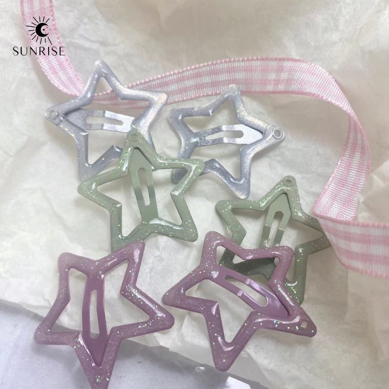 New Fine Glittering Star Hair Clip Bangs Clip Edge Clip Bb Clip Y2k 