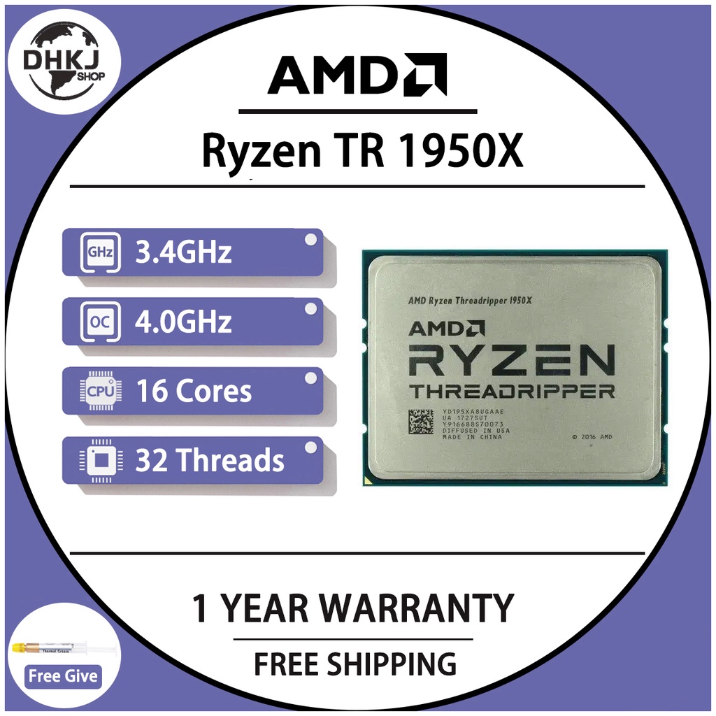 USED ASUS PRIME X399-A Motherboard + AMD Ryzen Threadripper 1950X ...