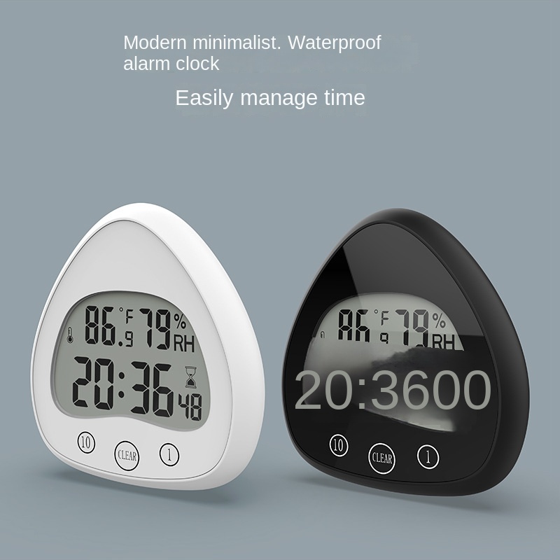 Silent bathroom electronic wall clock anti-fog sucker countdown ...