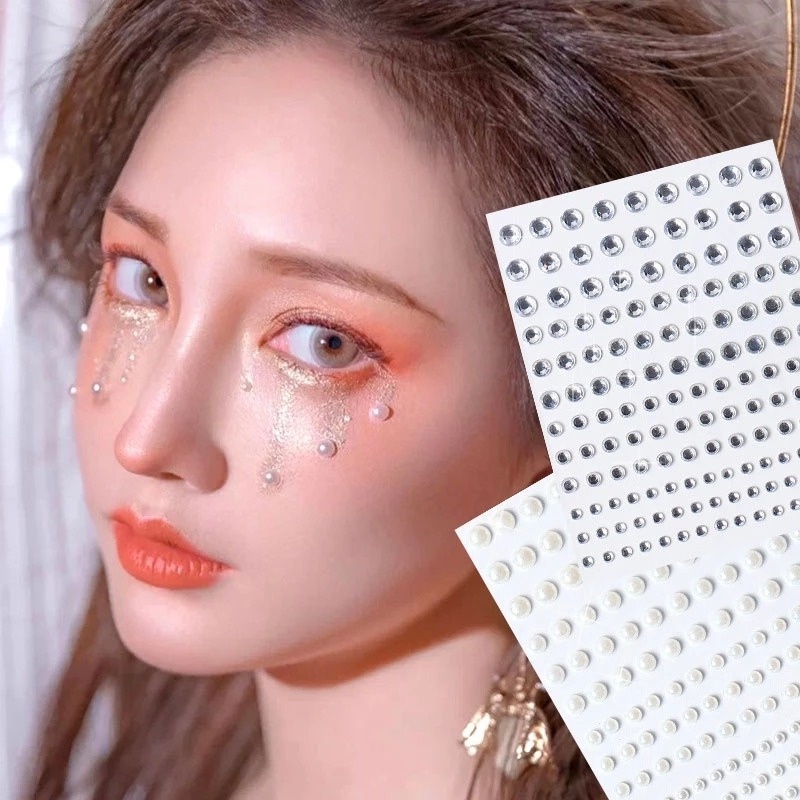 Ripe Girl Rhinestone Pearl Face Sticker Eye Sticker Diamond Makeup Face