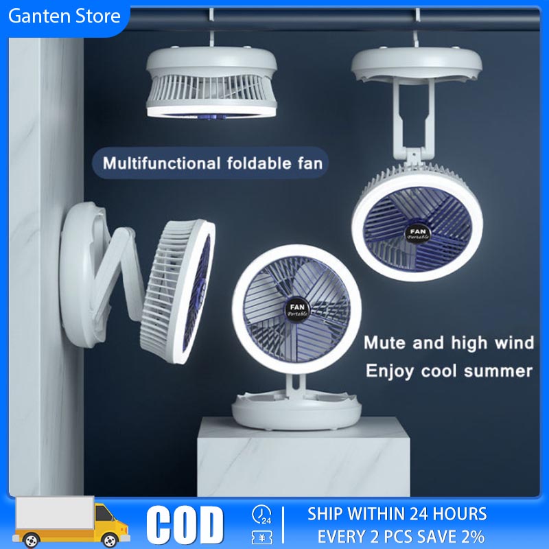 6 IN 1 Portable Mini Electric Fan Foldable USB Desk Fan With Light and