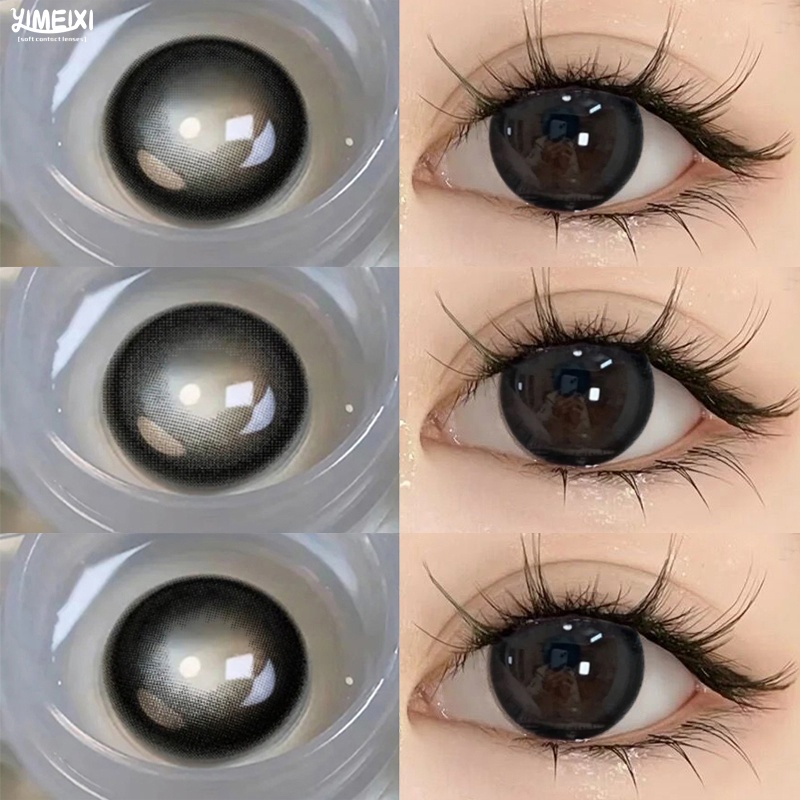 YIMEIXI 2Pcs Black Large Diameter 14.5MM Color Contact Lenses for Eyes