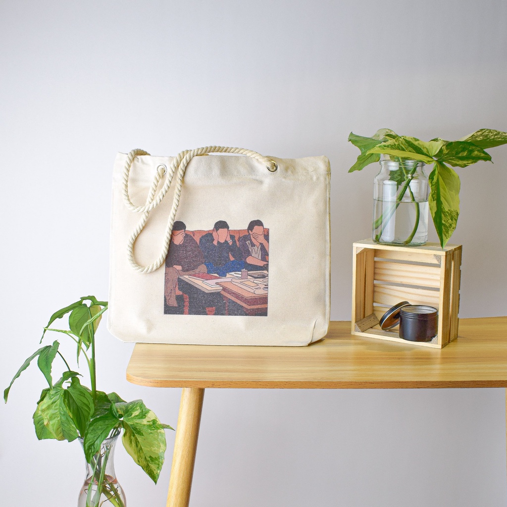 Canvas bag with rope handles hotsell